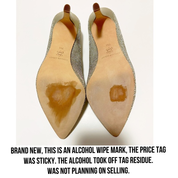 Enzo Angiolini NWOB Gold Leather Pointed Toe Pumps With Metallic Mesh Overlay 7M - Picture 8 of 10